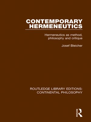 cover image of Contemporary Hermeneutics